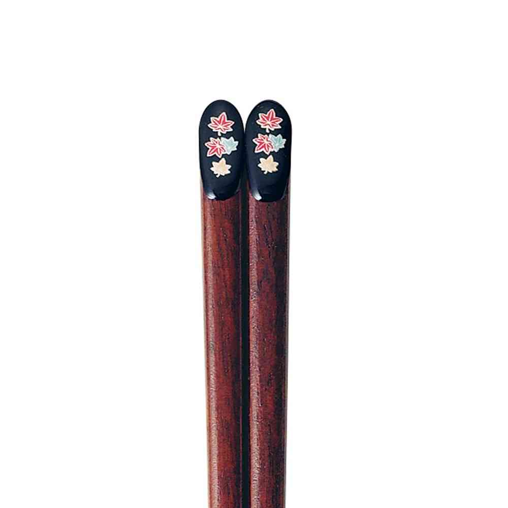 イシダ 箸 金座 もみじ 黒 23cm 1膳 - Image 2