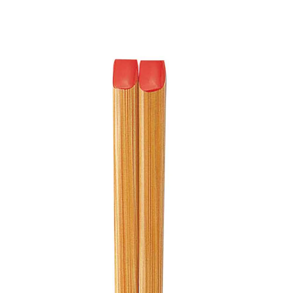 イシダ 箸 スス竹 天平頭色付 レッド 19.5cm 1膳 - Image 2