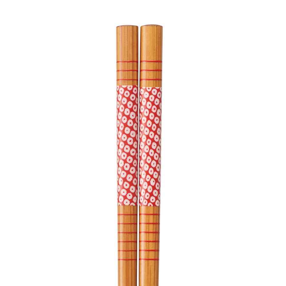 イシダ 箸 スス竹 赤鹿の子 21cm 1膳 - Image 2