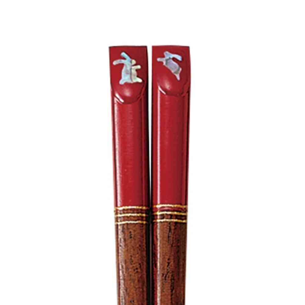 イシダ キッズ箸 彩うさぎ レッド 18cm 1膳 - Image 2