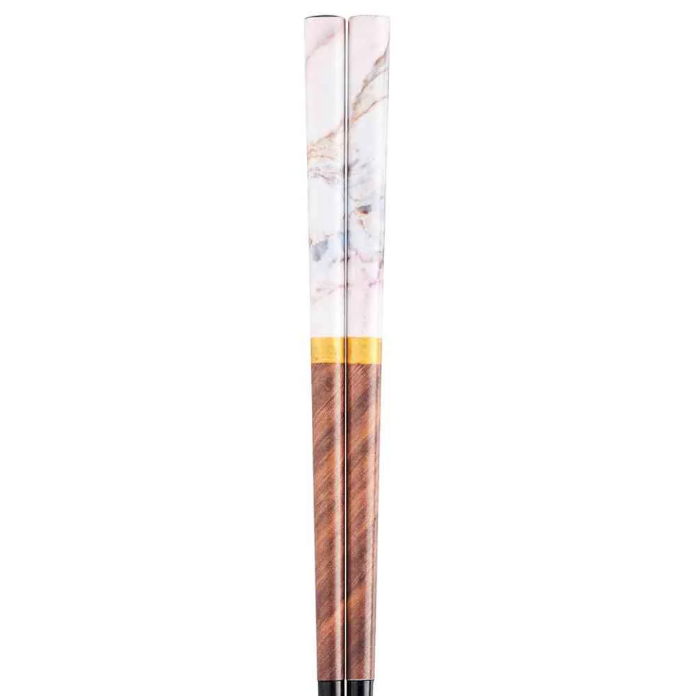 イシダ 箸 マーブル ブラウン 23cm 1膳 - Image 2