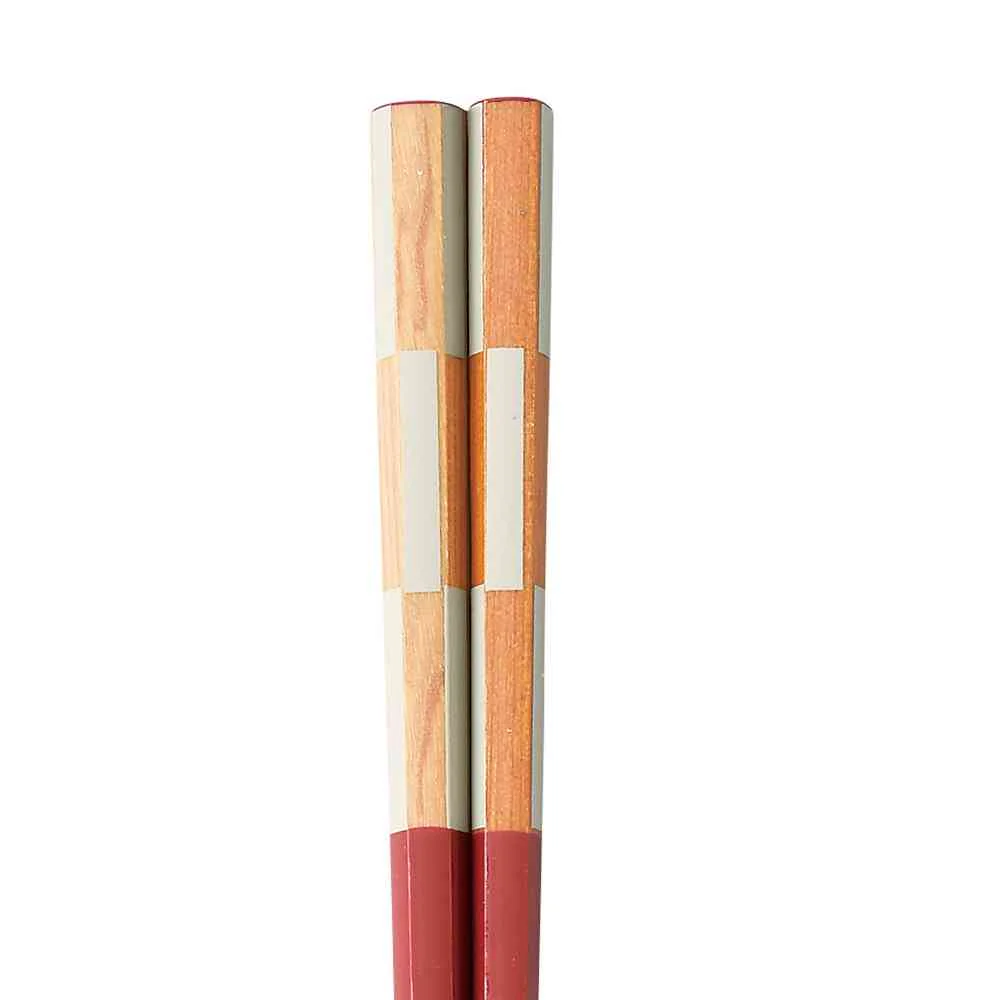 イシダ 箸 六角 市松 21cm 1膳 - Image 2