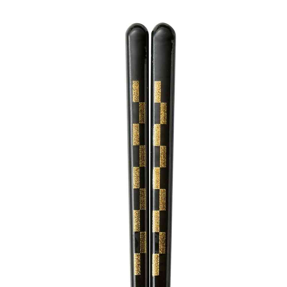 イシダ 食洗箸 漆 黄金市松 23cm 1膳 - Image 2