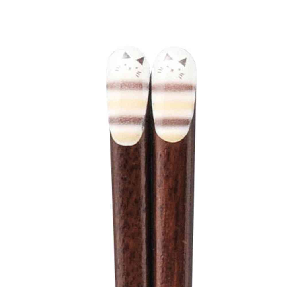 イシダ キッズ箸 ほのぼのキャット ボーダー  1膳 - Image 2
