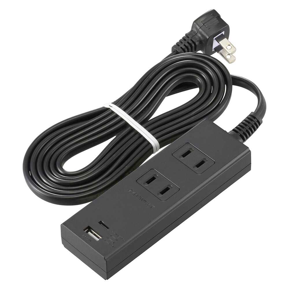 オーム電機 2個口 タップPD対応タイプC/Aポート付き HS-TU22PD23-K