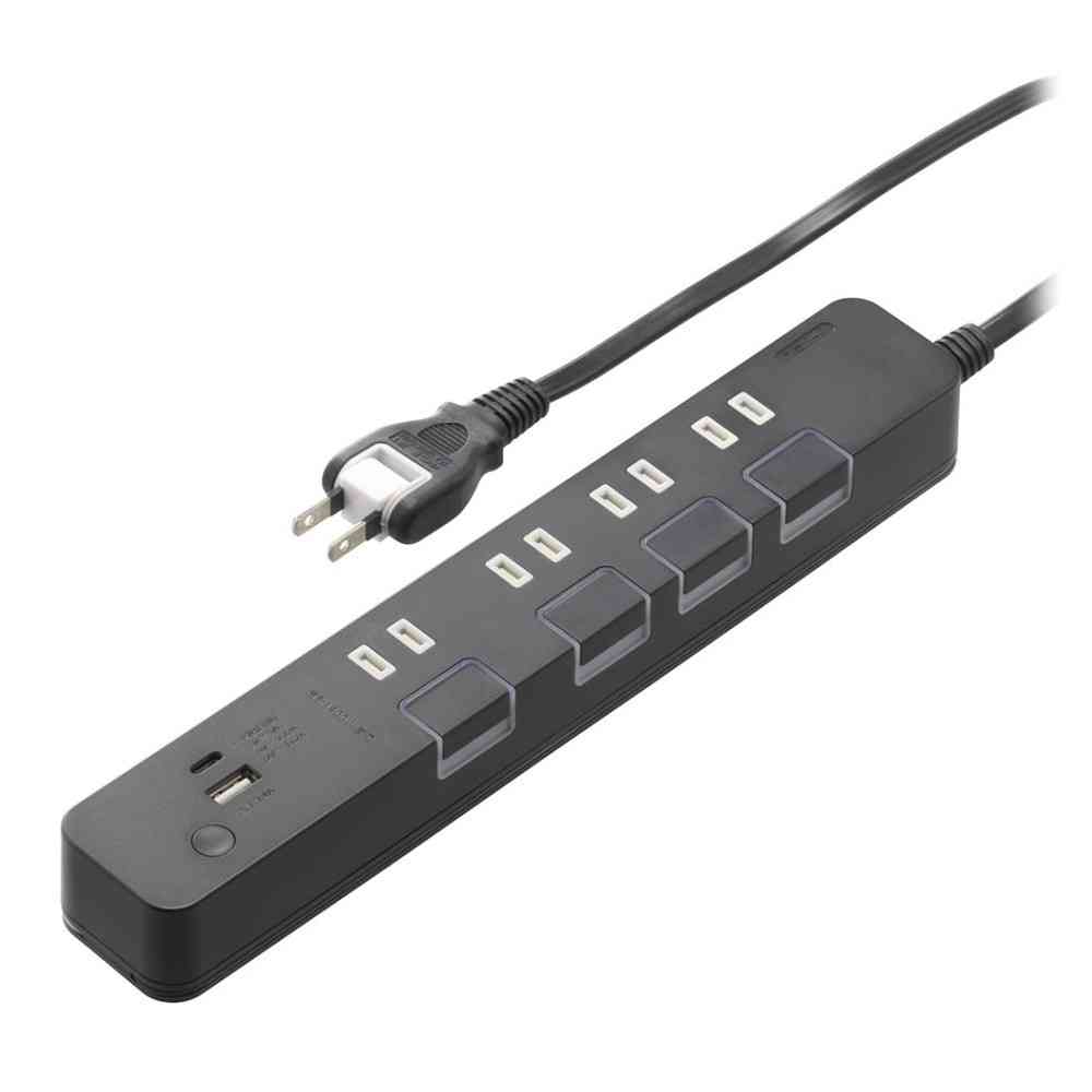 オーム電機 4個口節電タップ USBポート付き 2m HS-TPKU42PD-24K - Image 2