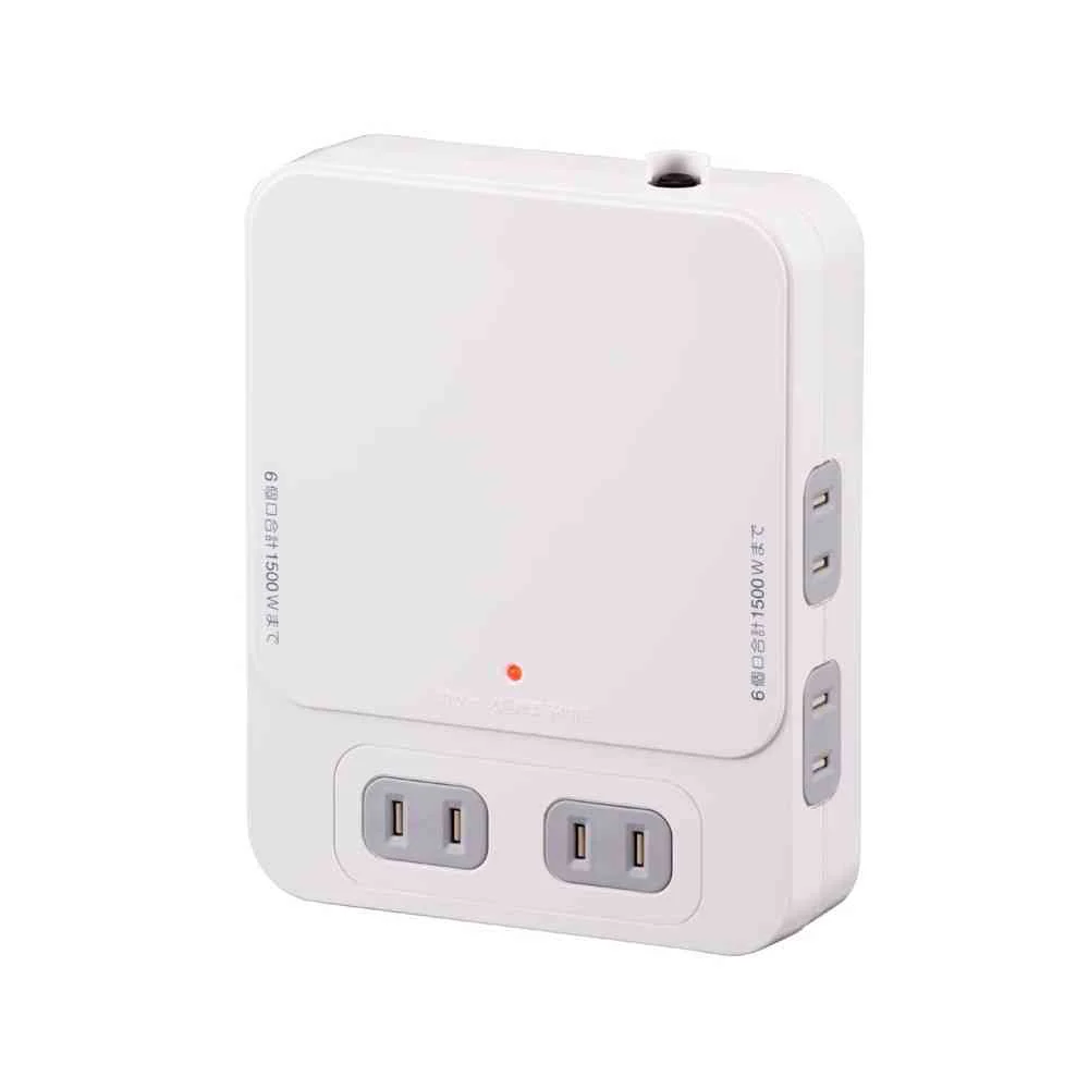 オーム電機 拡張コンセント TVボードバック用 6個口 HS-TK6TV1-W