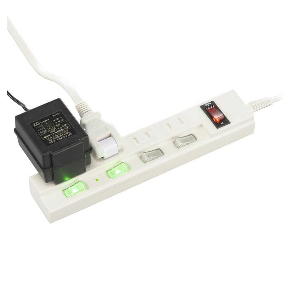 オーム電機 節電タップ 雷ガード/ブレーカー付 4個口 2m - Image 2