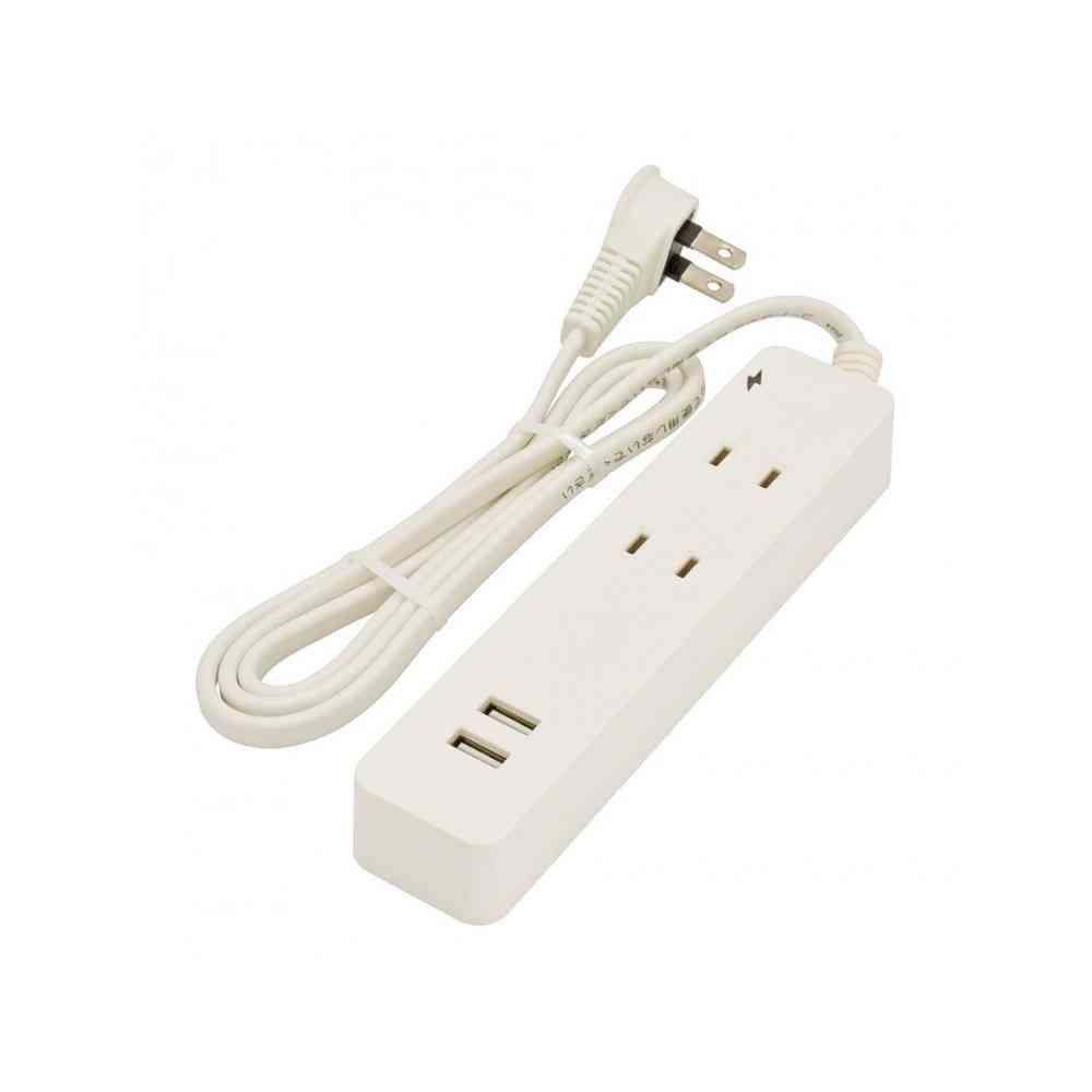 オーム電機 2個口タップ 雷ガード/USBポート付き 1m HS-TKU21W22