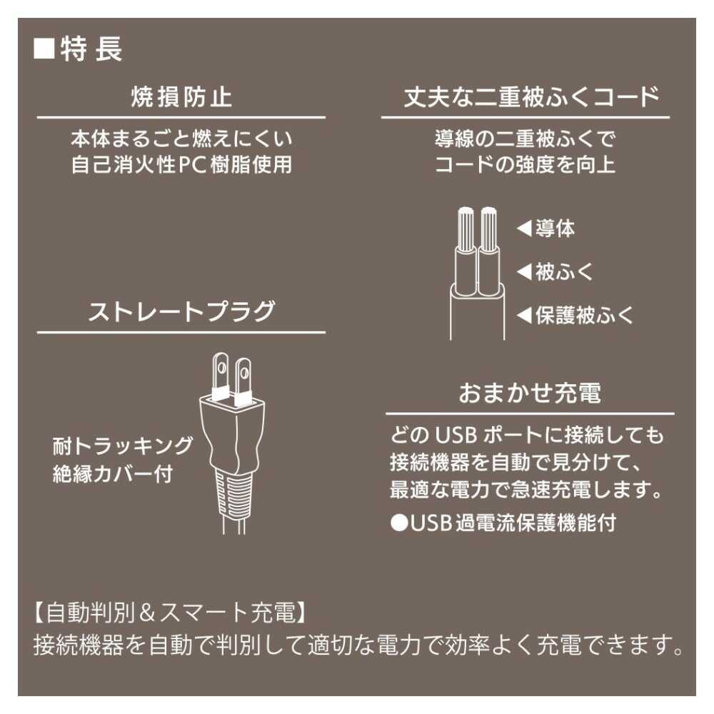 オーム電機 2ポートUSB充電器 3m - Image 3