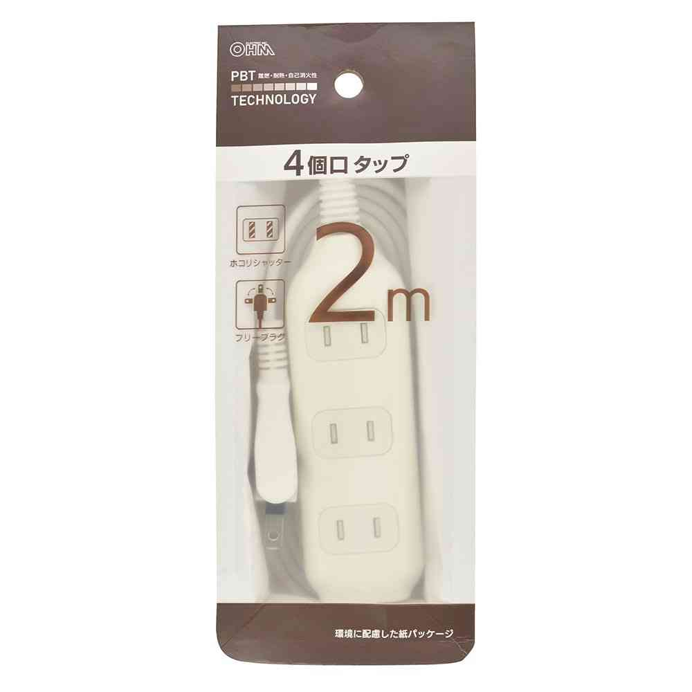 オーム電機 4個口タップ 2m HS-T42W22 - Image 4
