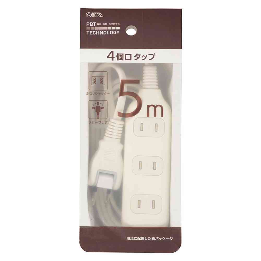 オーム電機 4個口タップ 5m HS-T45W22 - Image 4