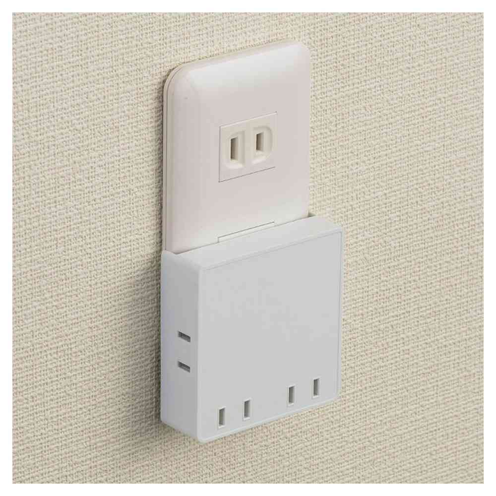 オーム電機 スクエアタップ 4個口 HS-A4PBT-W - Image 2