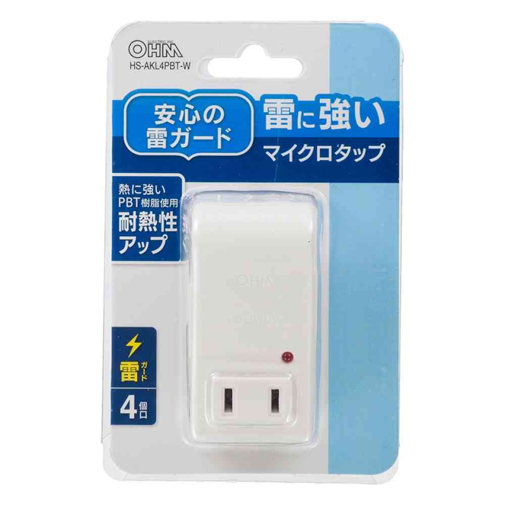 オーム電機 雷に強いマイクロタップ 4個口 HS-AKL4PBT-W - Image 2
