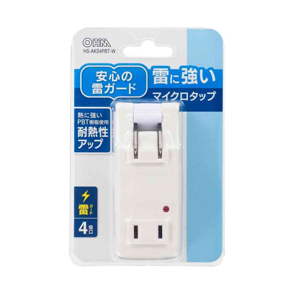 オーム電機 雷に強いマイクロタップ 4個口 HS-AKS4PBT-W - Image 2