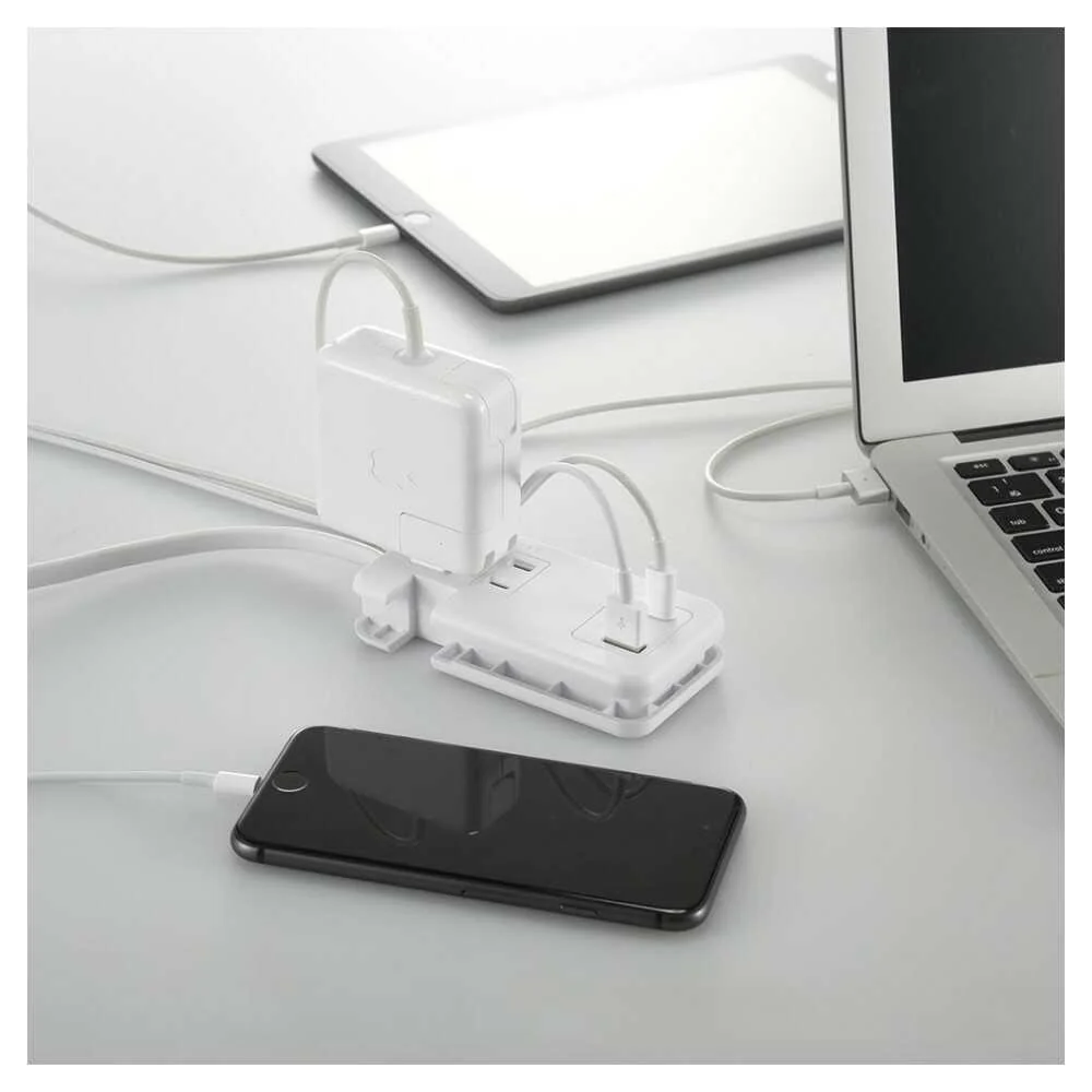 オーム電機 モバイルUSBタップ くるっと収納 HS-A3U1C115E-W - Image 3