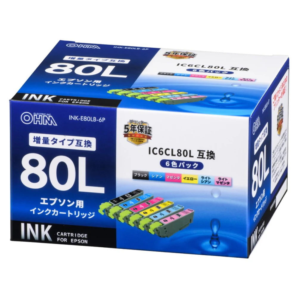 オーム電機 エプソン互換 IC6CL80L 6色パック - Image 3