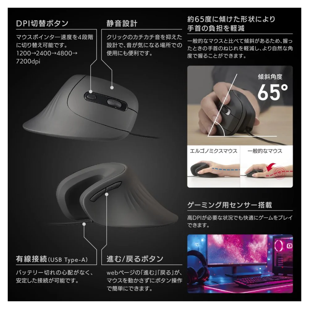 オーム電機 エルゴノミクスマウス - Image 4