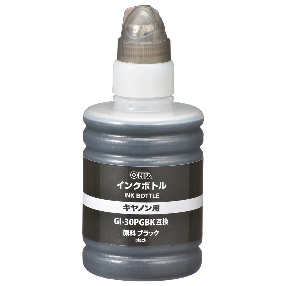 オーム電機 キヤノン互換インクボトル GI-30PGBK ブラック - Image 2