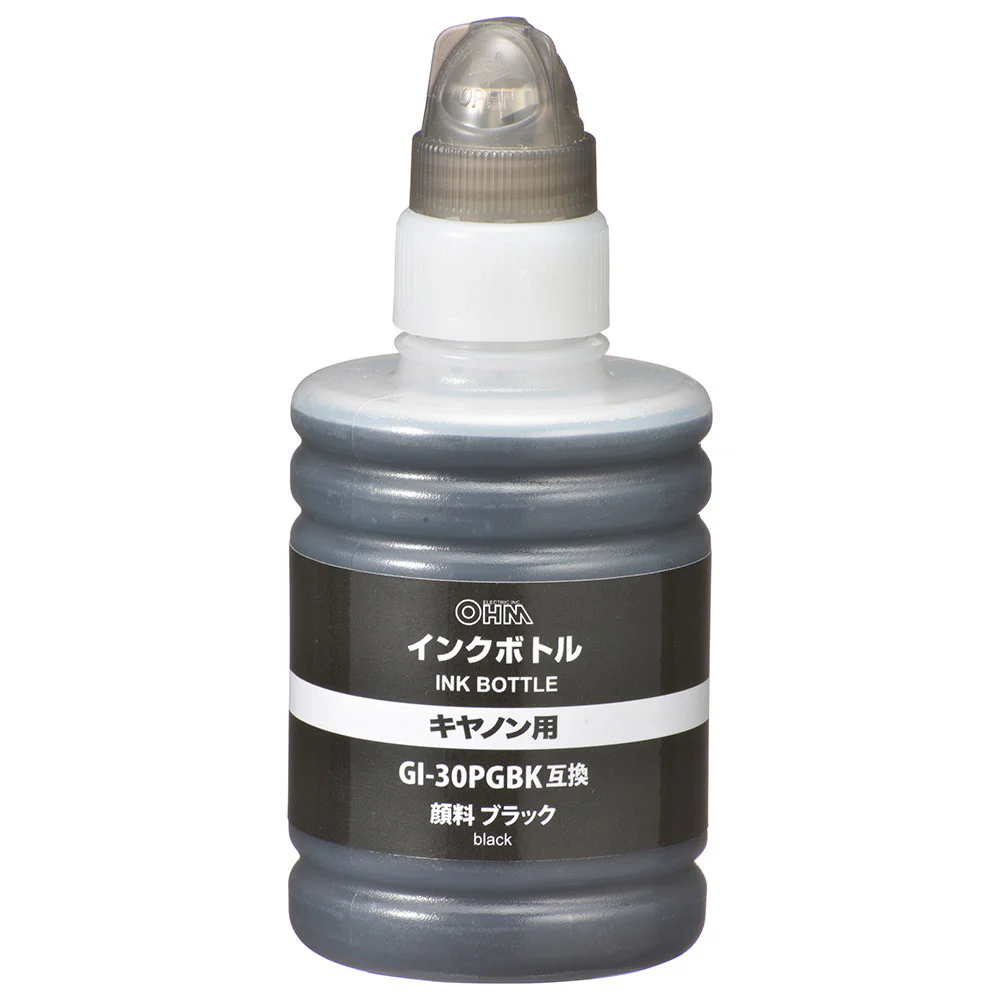 オーム電機 キヤノン互換インクボトル GI-30PGBK ブラック - Image 4