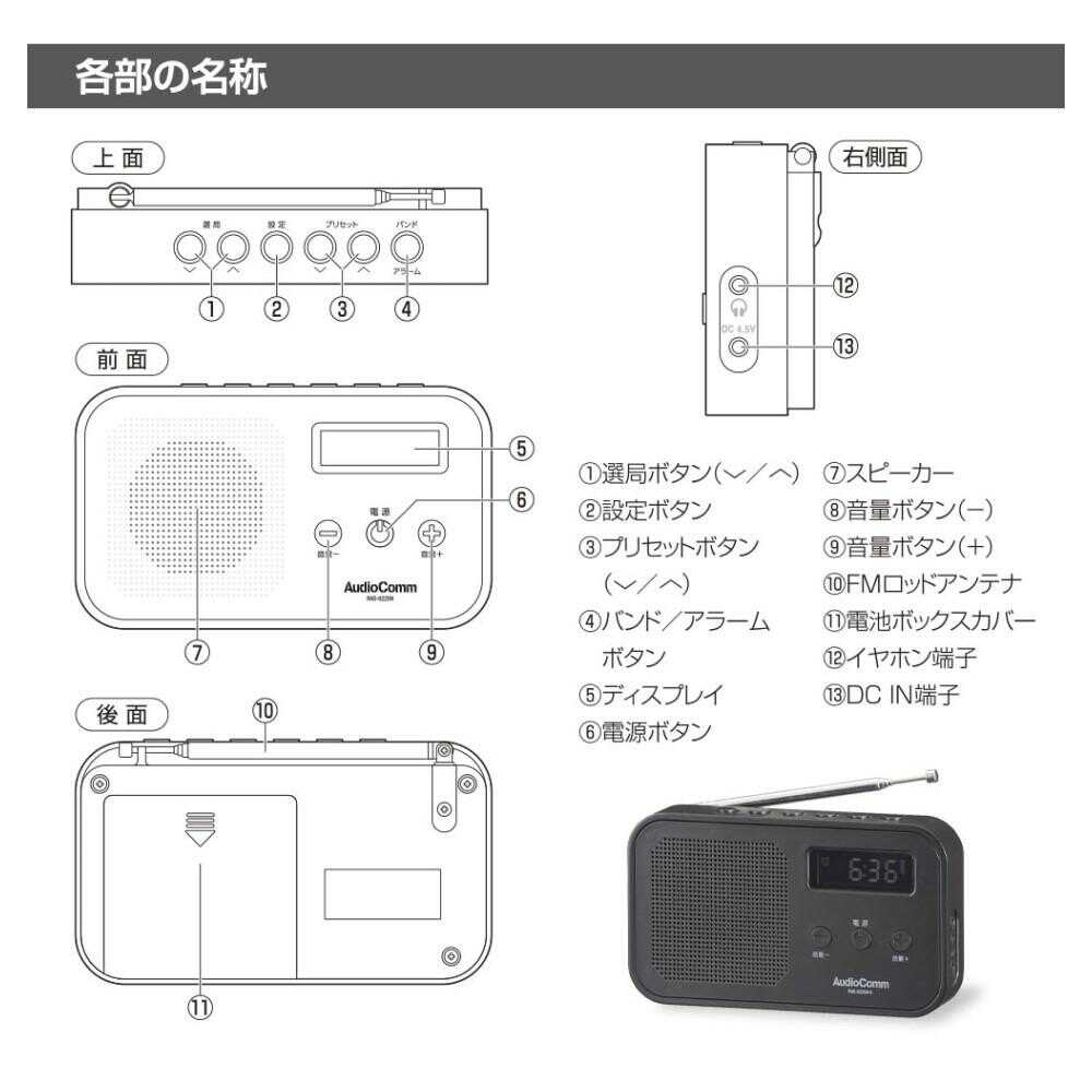 オーム電機 AudioComm 2バンドハンディラジオ 1個 - Image 4