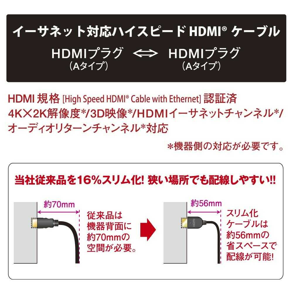 オーム電機 HDMIやわらかケーブル スリムタイプ ハイスピード 1ｍ 1本 - Image 3