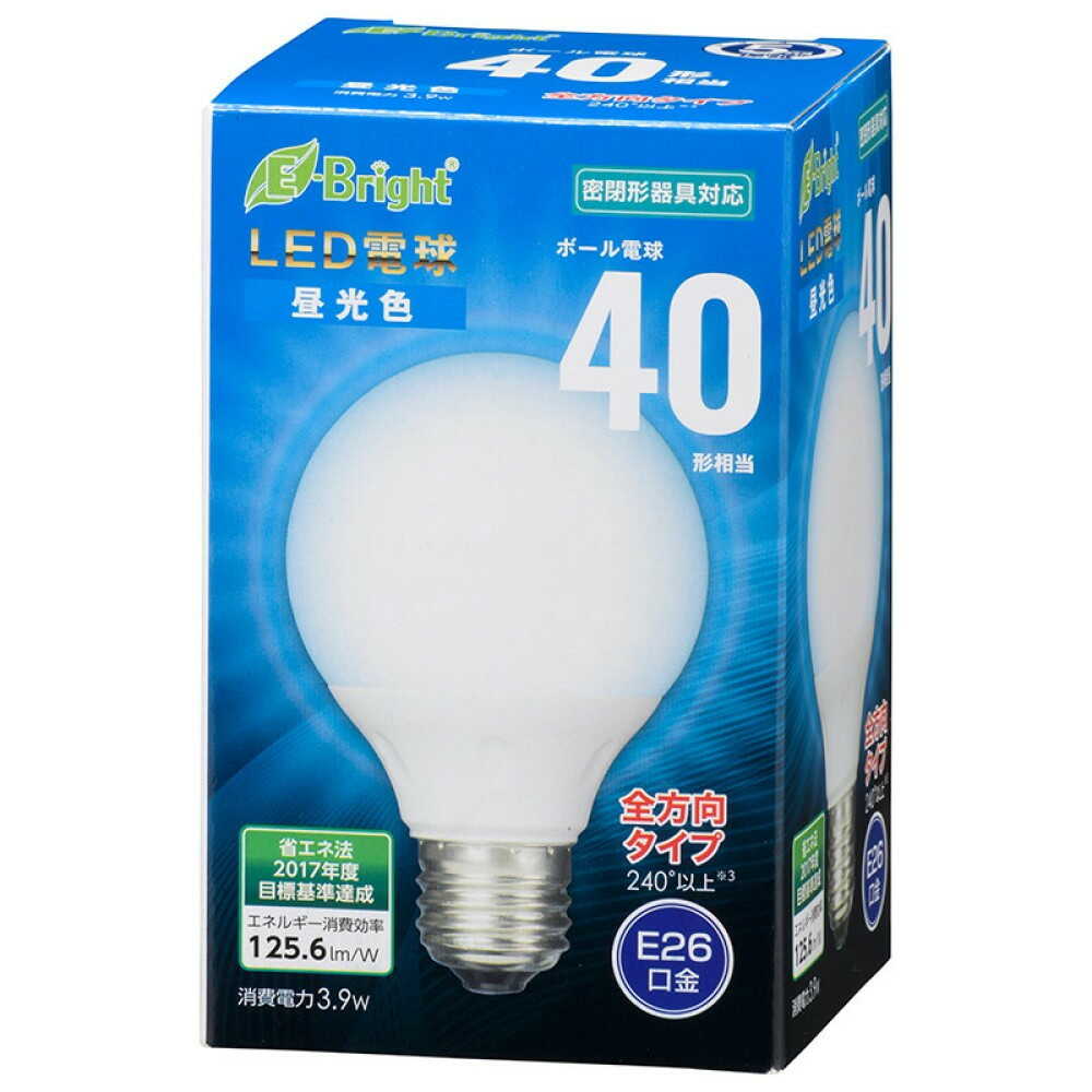オーム電機 LED電球 ボール電球形 E26 40形相当 昼光色 - Image 3