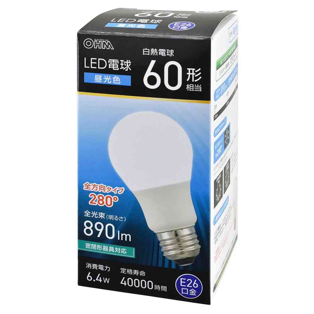 オーム電機 LED電球 E26 60形相当 昼光色 1個 - Image 6