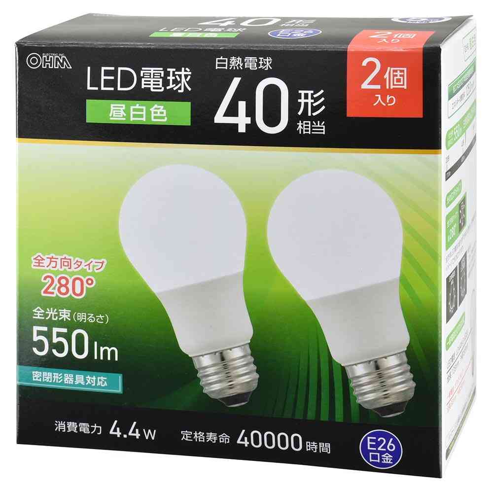 オーム電機 LED電球 40形相当昼白色 2個入 - Image 6