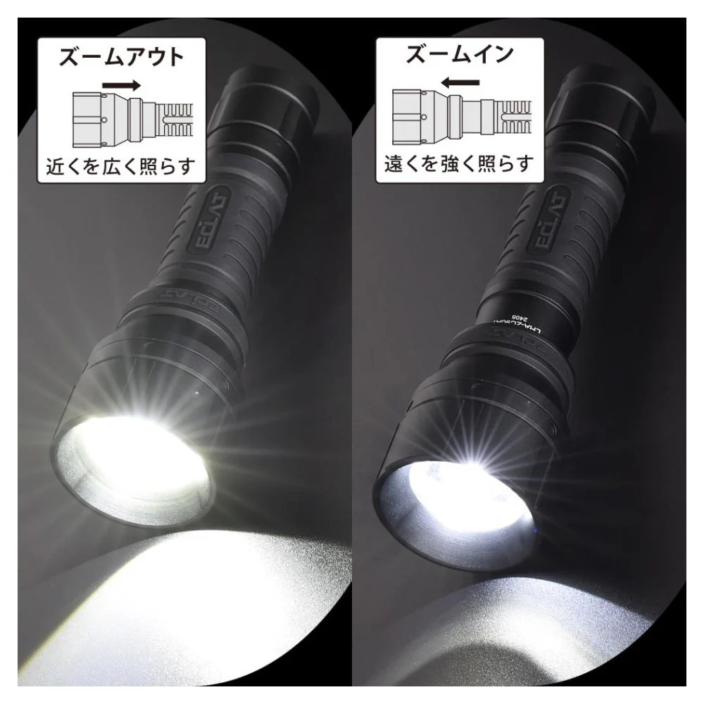 オーム電機 LEDズームライト ラバーグリップ USB充電式 900ルーメン 1個 - Image 3