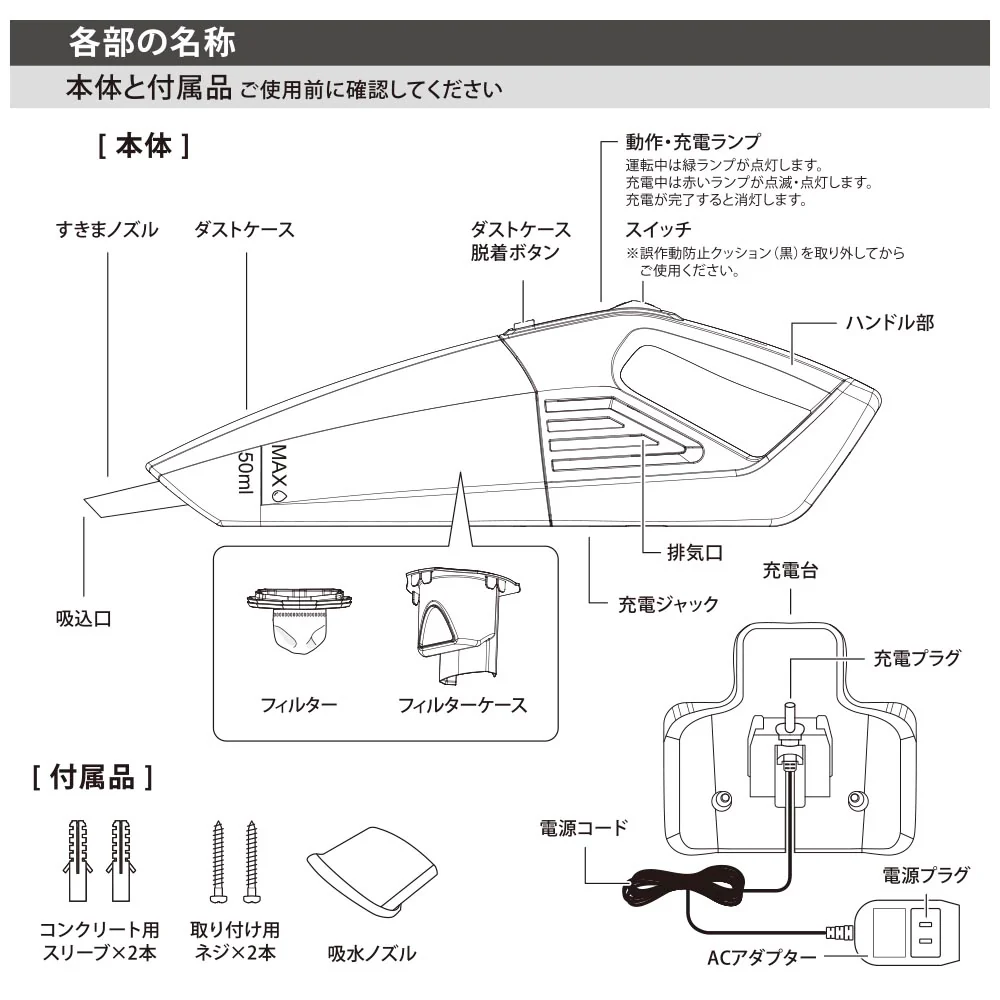 オーム電機 充電式ハンディークリーナー WET＋DRY - Image 5