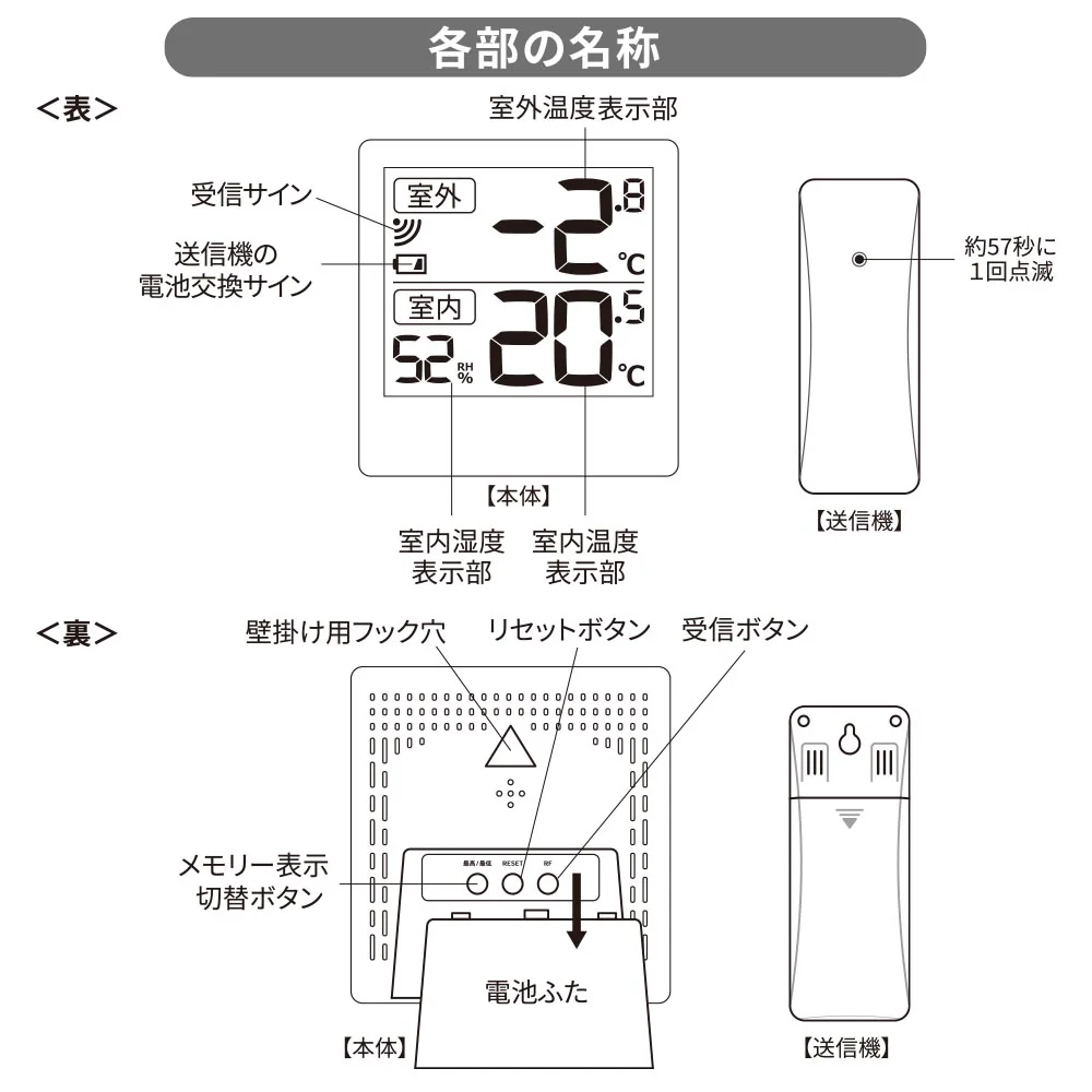 オーム電機 室外の気温が分かる温湿度計 - Image 3