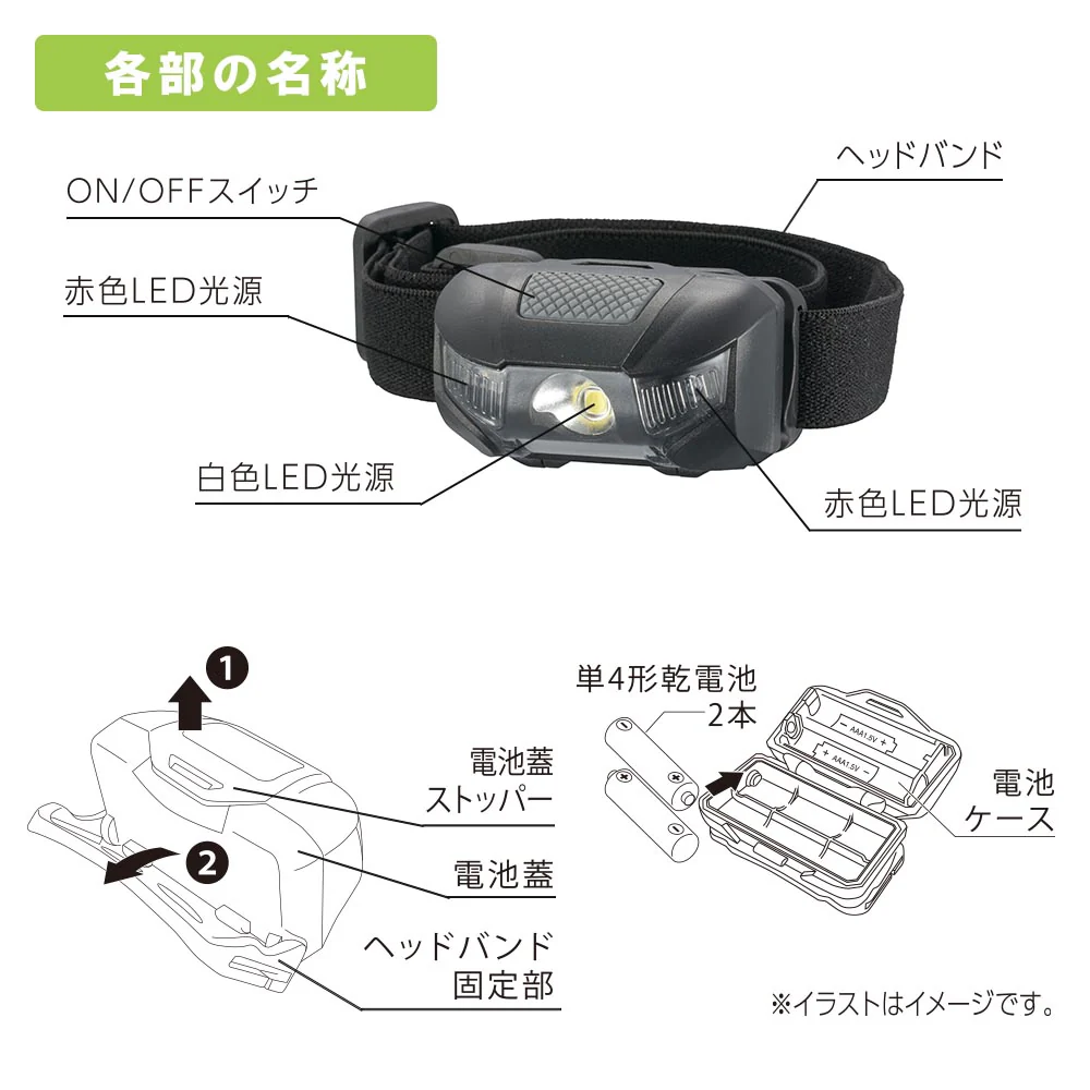 オーム電機 LEDヘッドランプ 110ルーメン 1個 - Image 8