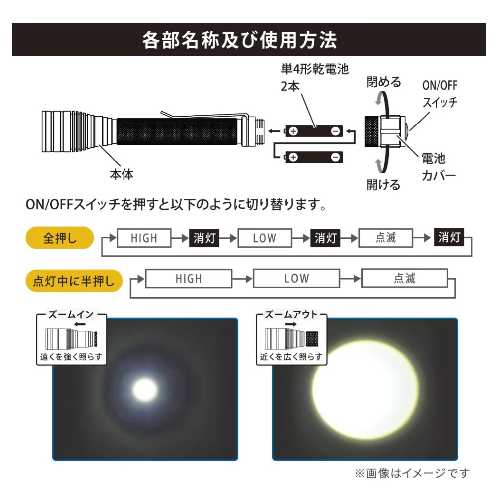オーム電機 クリップ付きズームライト - Image 8