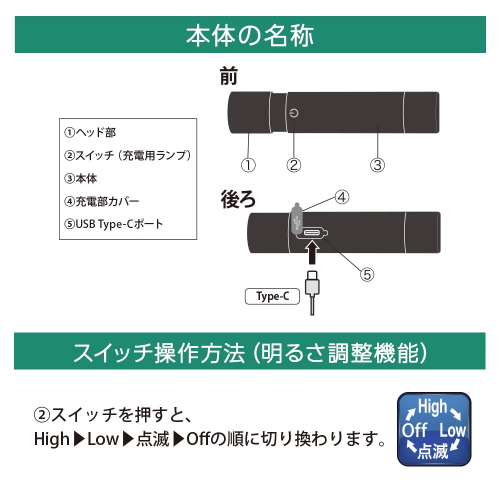 オーム電機 充電式LEDライト 180ルーメン - Image 3