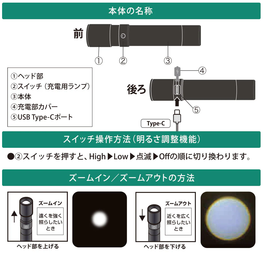 オーム電機 充電式LEDライト 420ルーメン - Image 3