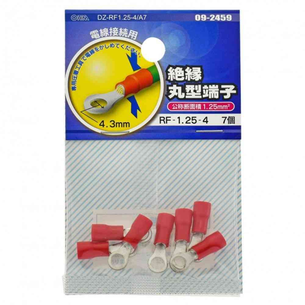 オーム電機 絶縁丸型端子 RF-1.25-4 DZ-RF1.25-4/A7 7個入