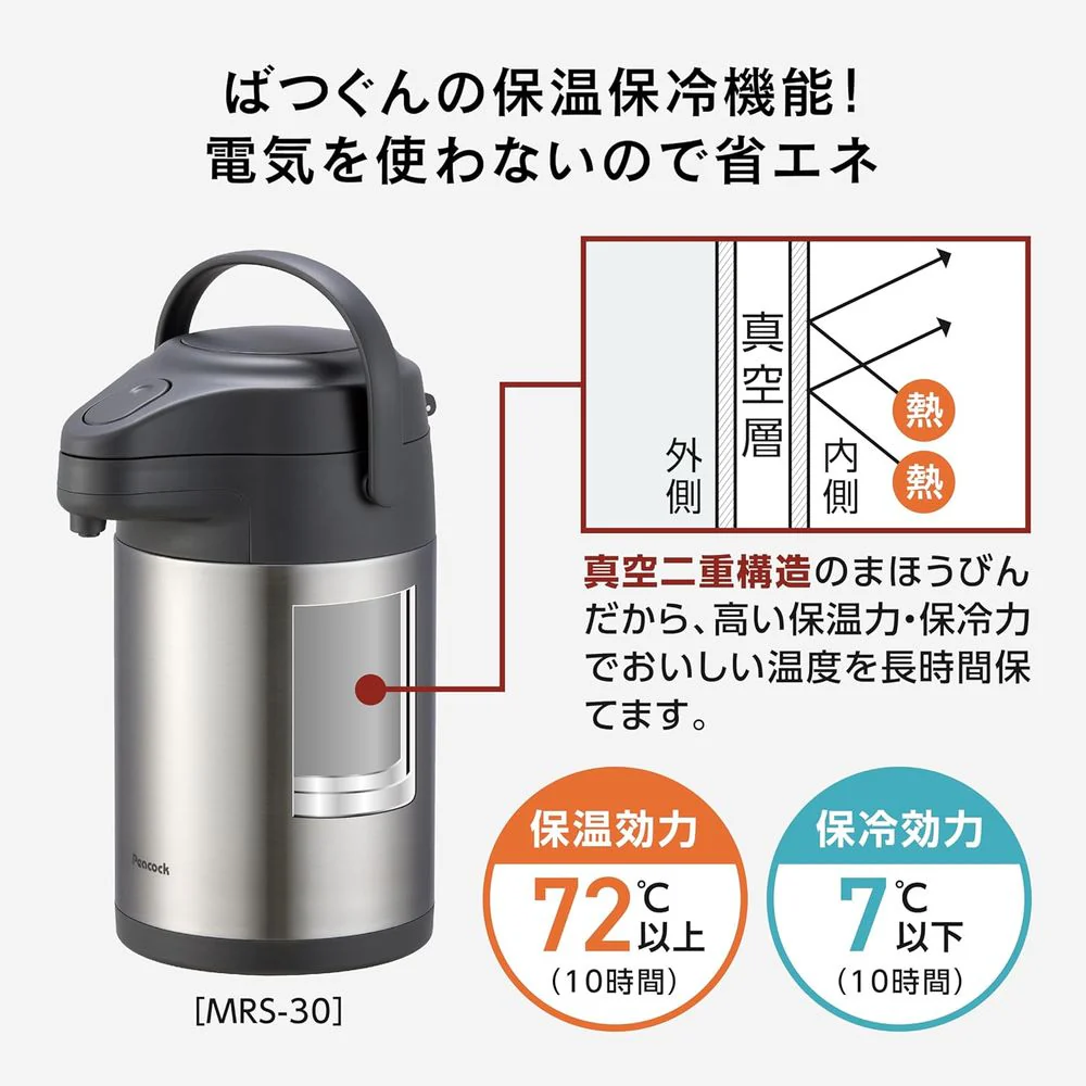 ピーコック ステンレスエアーポット MRS-30XA - Image 5
