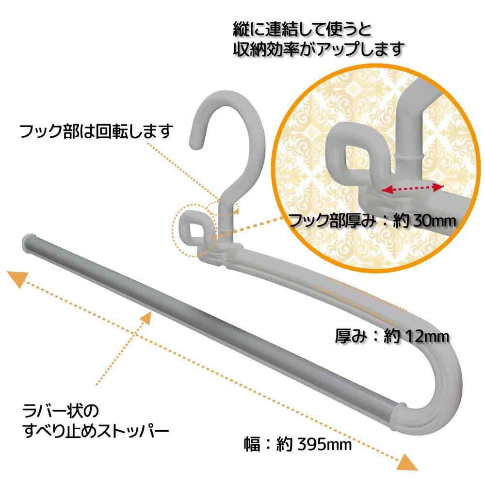 シンコハンガー モノクローゼット スラックスハンガー グレー  2本組 - Image 5