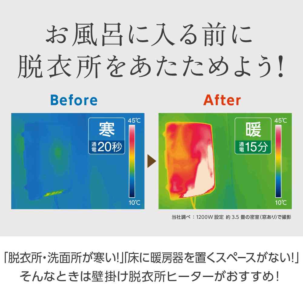 人感センサー付脱衣所ヒーター ゼピール 工事不要 ホワイト DWC-A120P-WH 1台 - Image 3