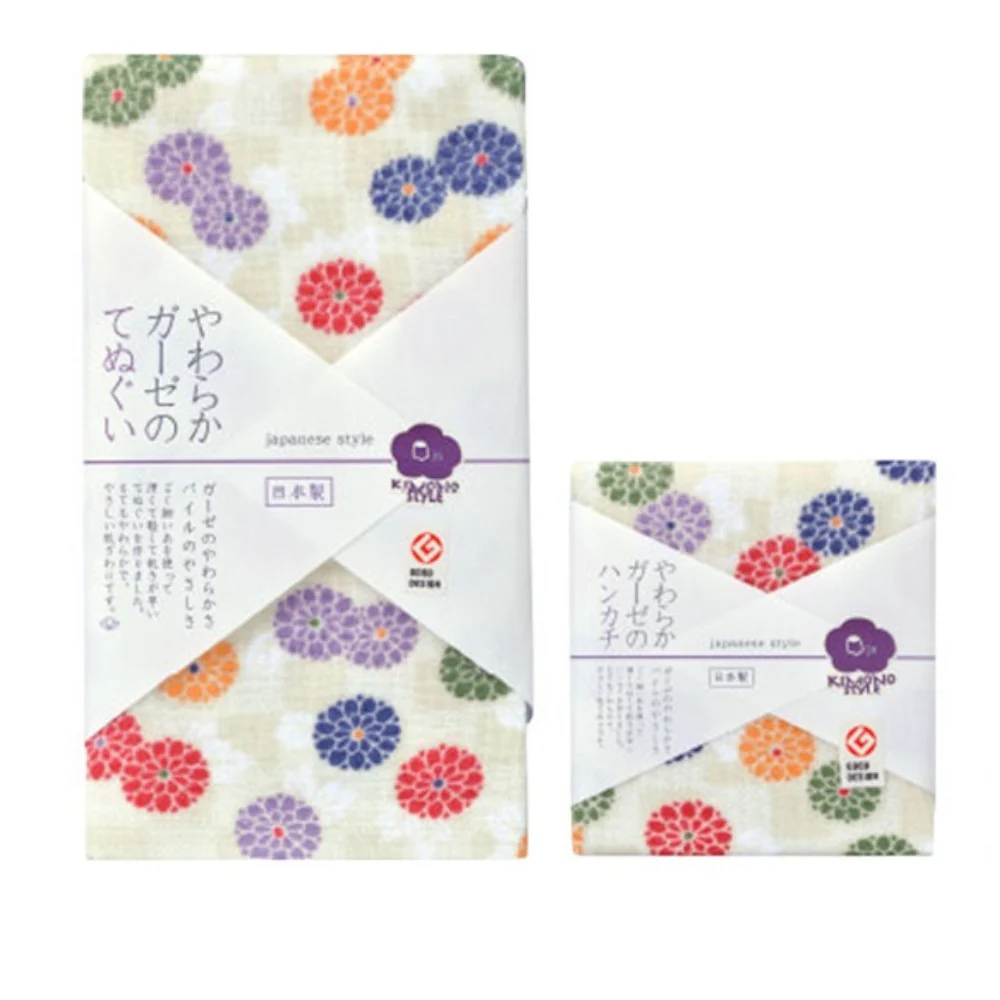 日繊商工 ジャパニーズスタイル 小紋菊 ハンカチ 1枚 - Image 2
