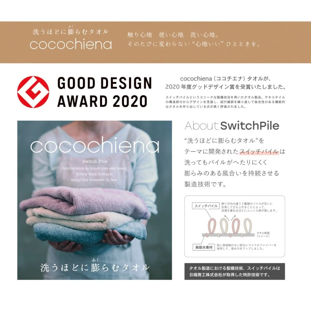 日繊商工 ココチエナ ライン ウォッシュタオル ネイビーブル 1枚 - Image 2