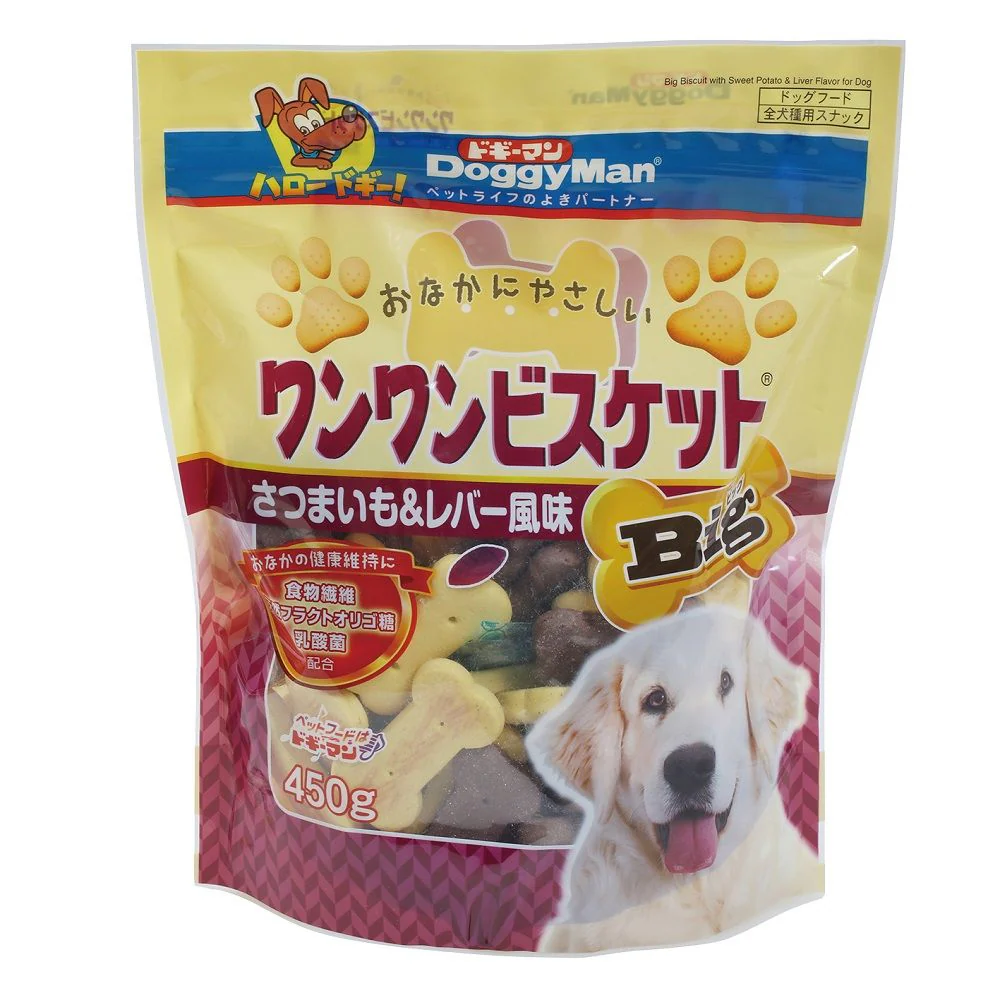 ドギーマン おなかにやさしいワンワンビスケット Big さつまいも&レバー風味 450g