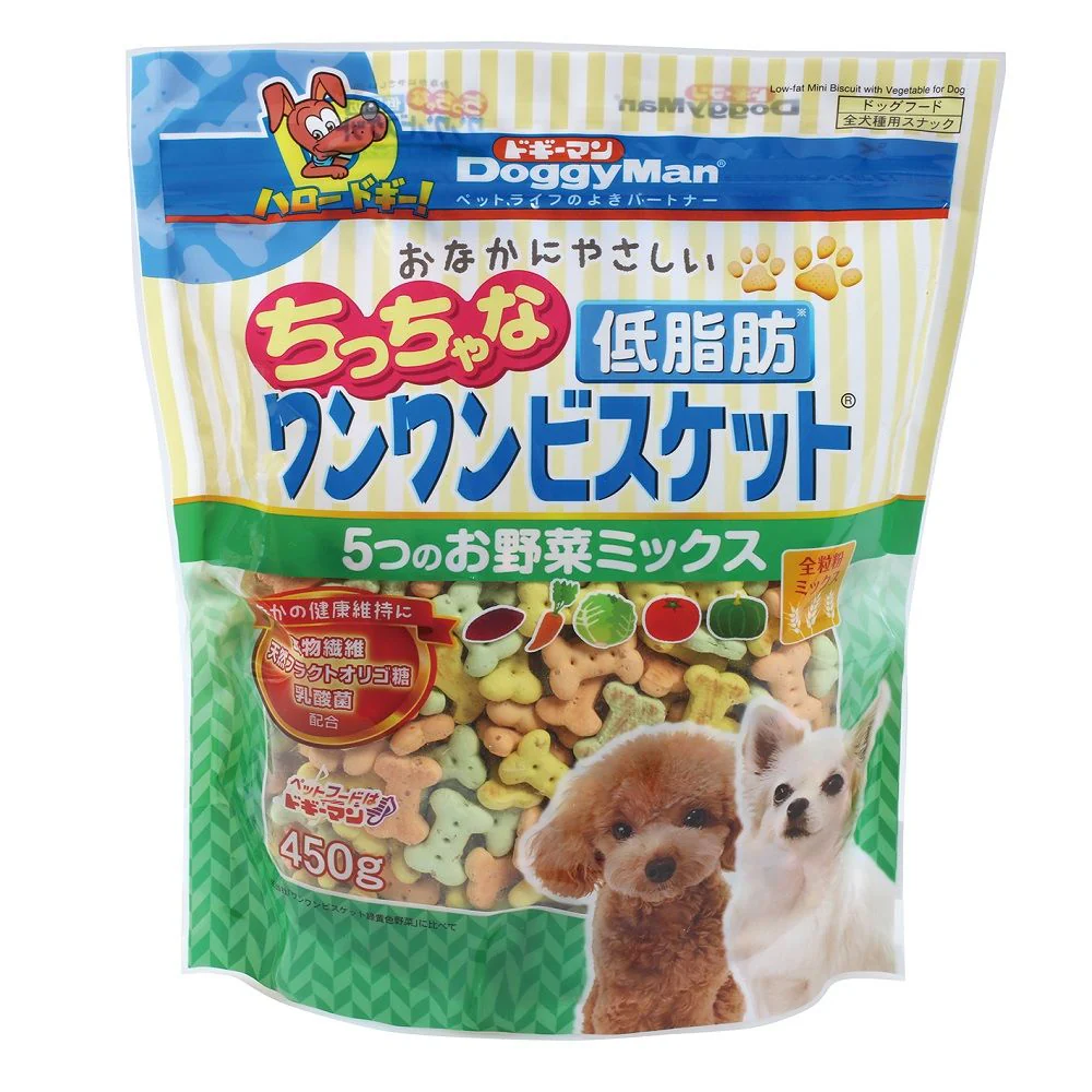 ドギーマン おなかにやさしいちっちゃな低脂肪ワンワンビスケット 5つのお野菜ミックス 450g