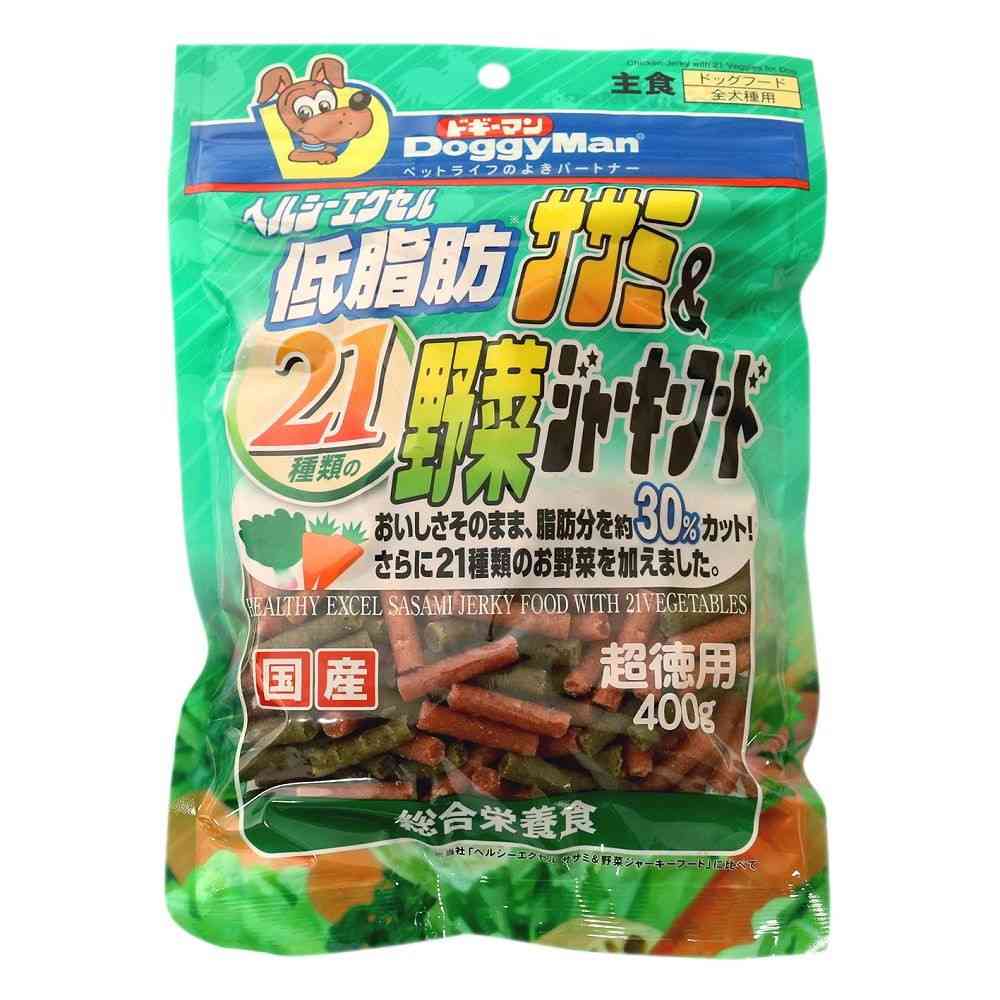 ドギーマン ヘルシーエクセル低脂肪ササミ＆21種類の野菜ジャーキーフード 400g - Image 3