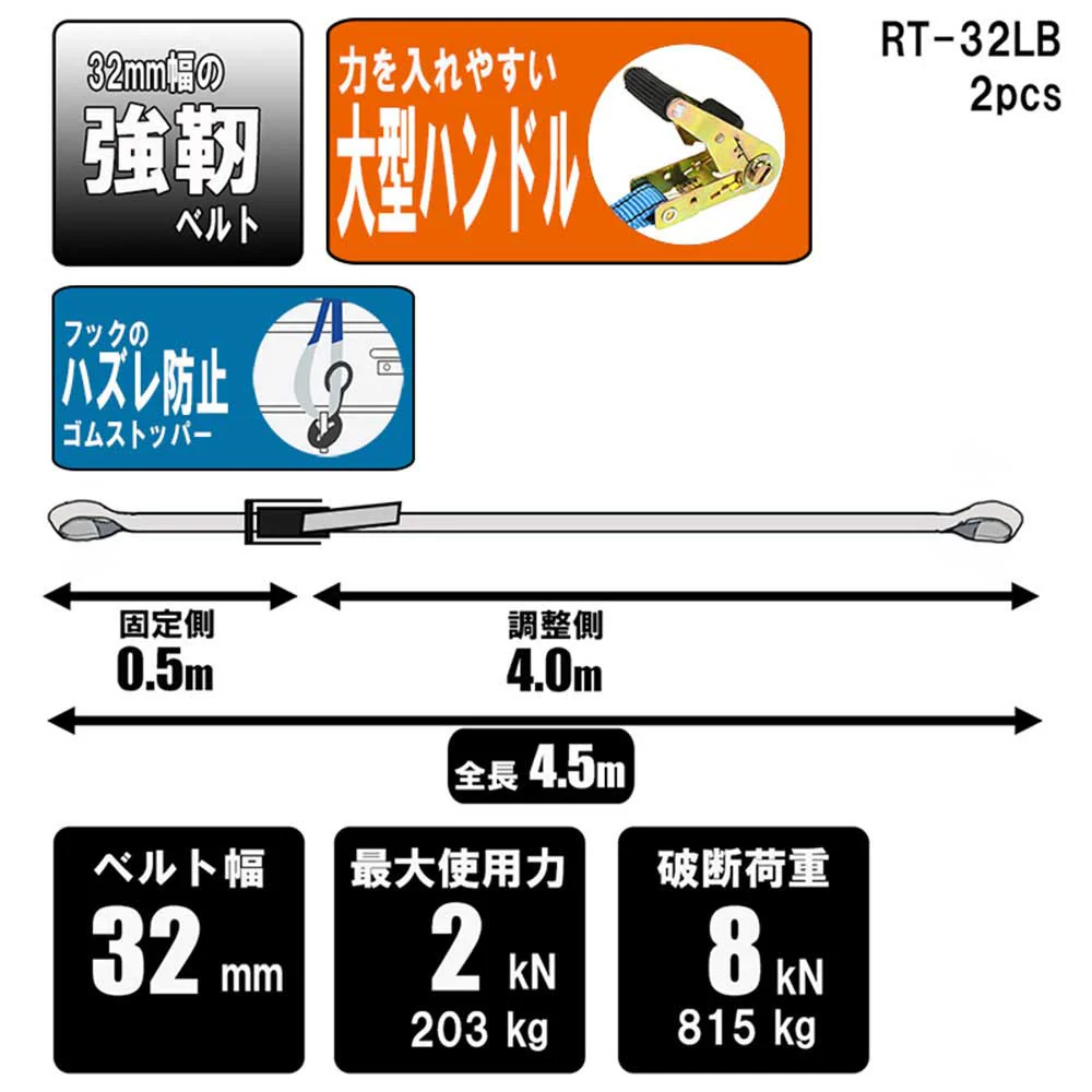 ラチェット式ベルト荷締機 RT-32LB 2pcs 【直送品】 返品・キャンセル・他商品と同時購入は不可 - Image 10