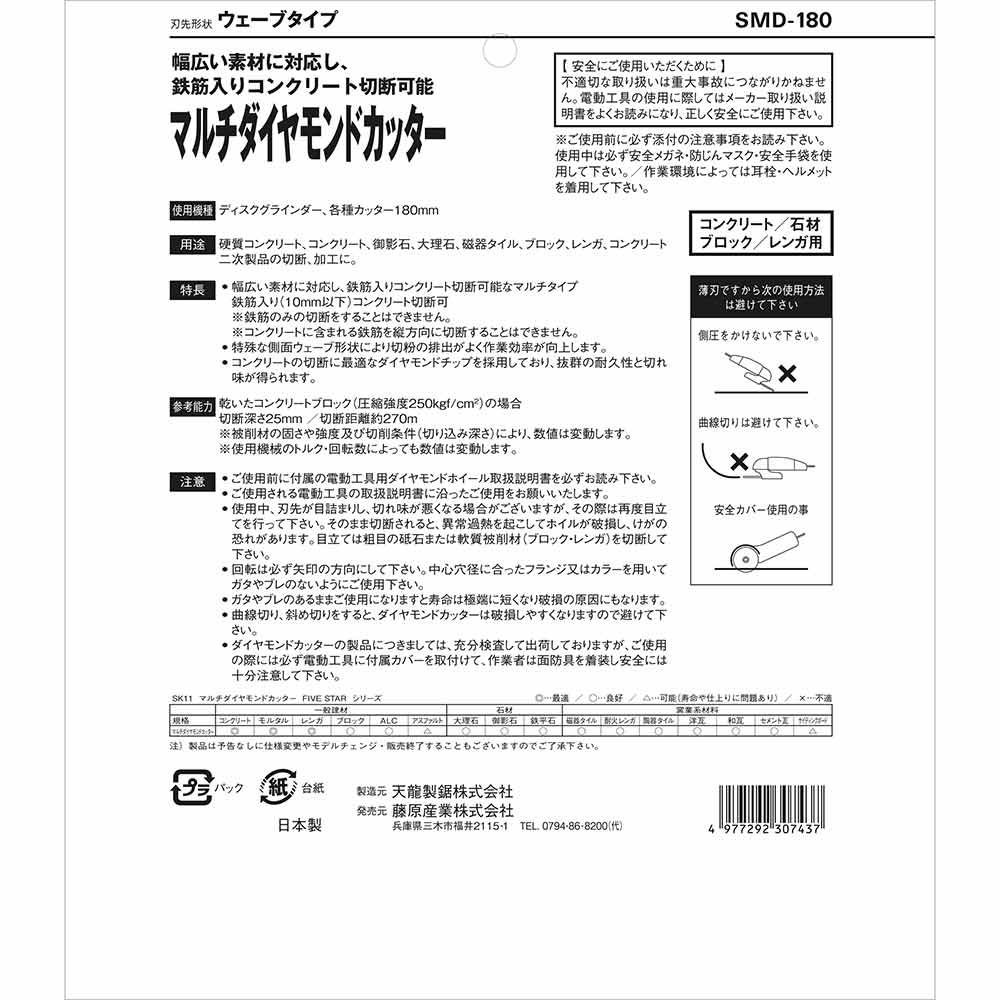 マルチダイヤモンドカッター SMD-180 【直送品】 返品・キャンセル・他商品と同時購入は不可 - Image 4