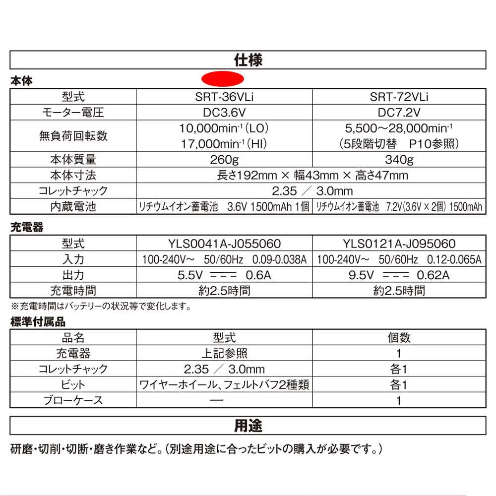 充電ロータリーツール3.6V SRT-36VLi 【直送品】 返品・キャンセル・他商品と同時購入は不可 - Image 10
