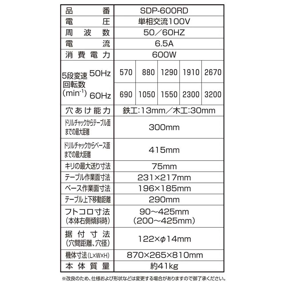 ラジアルボール盤 600W SDP-600RD 【直送品】 返品・キャンセル・他商品と同時購入は不可 - Image 7