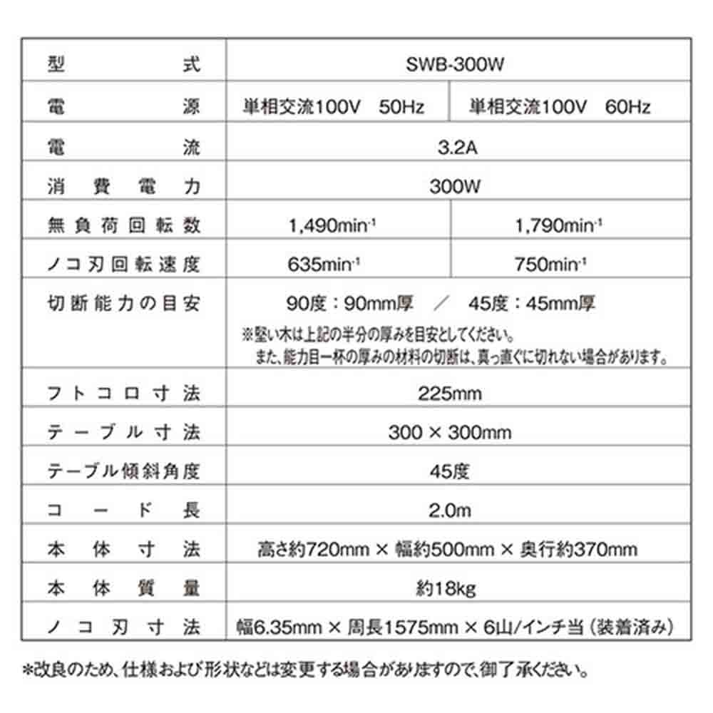 木工用バンドソー SWB-300W 【直送品】 返品・キャンセル・他商品と同時購入は不可 - Image 9